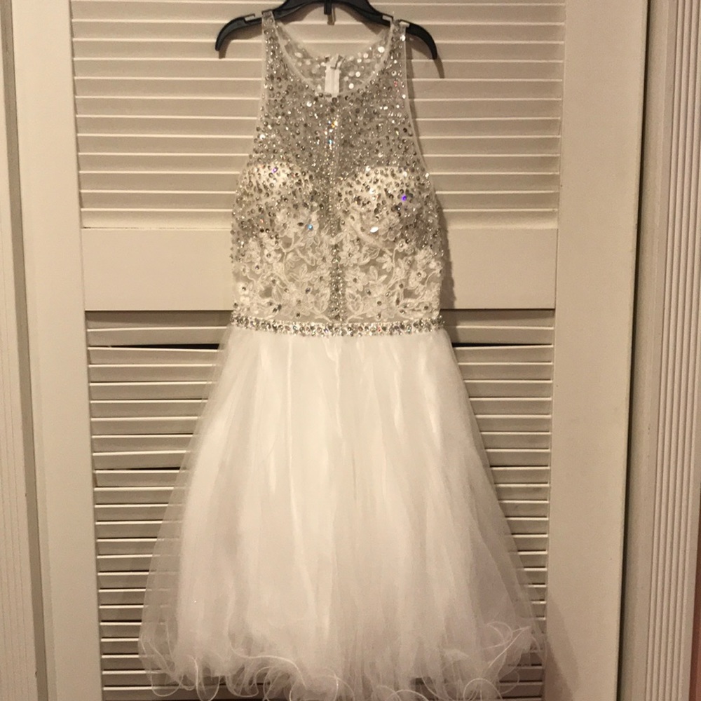 Formal Let’s white sequins and beaded dress.